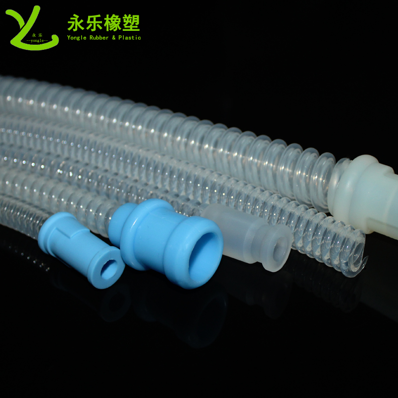 呼吸機硅膠波紋管，透明硅膠波紋管，擠出波紋硅膠管